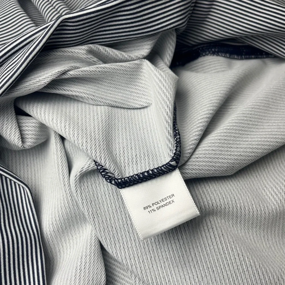 Peter Millar Quarter Zip Pullover Mens XXL Navy White Striped Performance B Logo - Picture 8 of 9